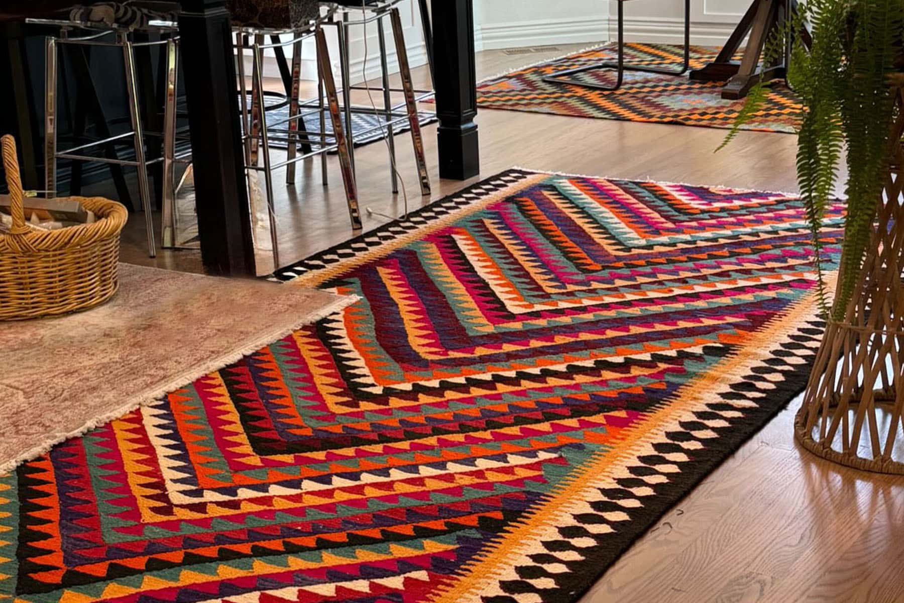 Kilim Couture New York rugs featured in a collector's home in Denver, Colorado