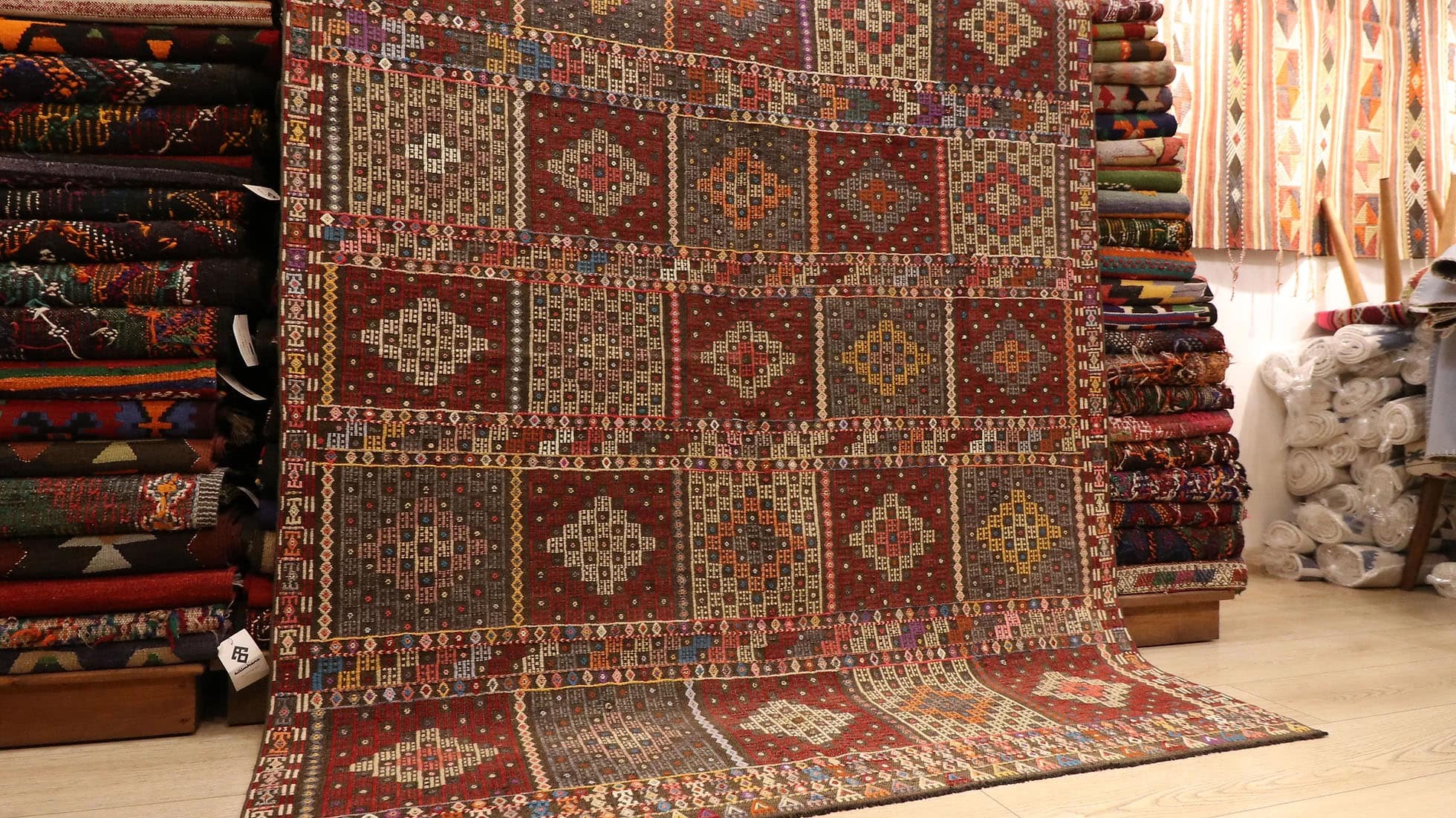 Tribal Turkish kilim rug in NYC rug store