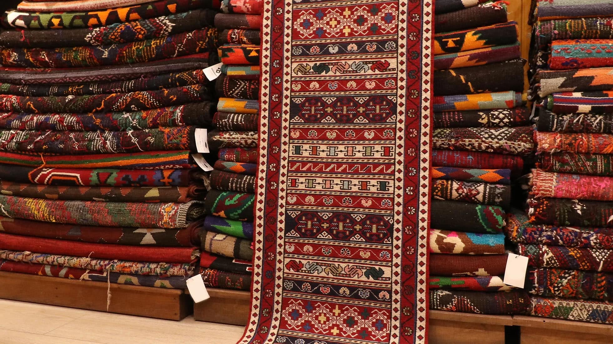 vintage persian oriental runner in red and cream by Kilim Couture New York Rug Gallery