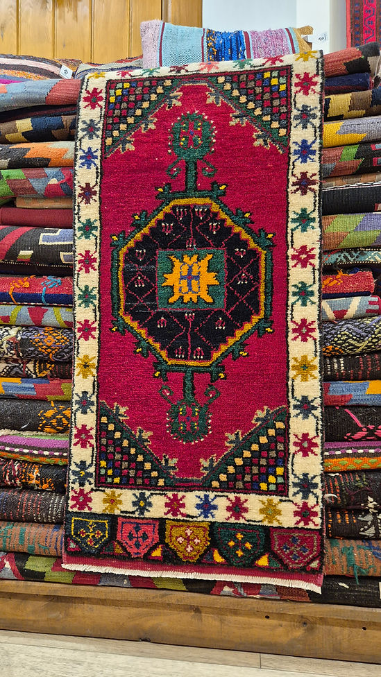 small 2x4 Turkish oriental wool rug perfect for entryways