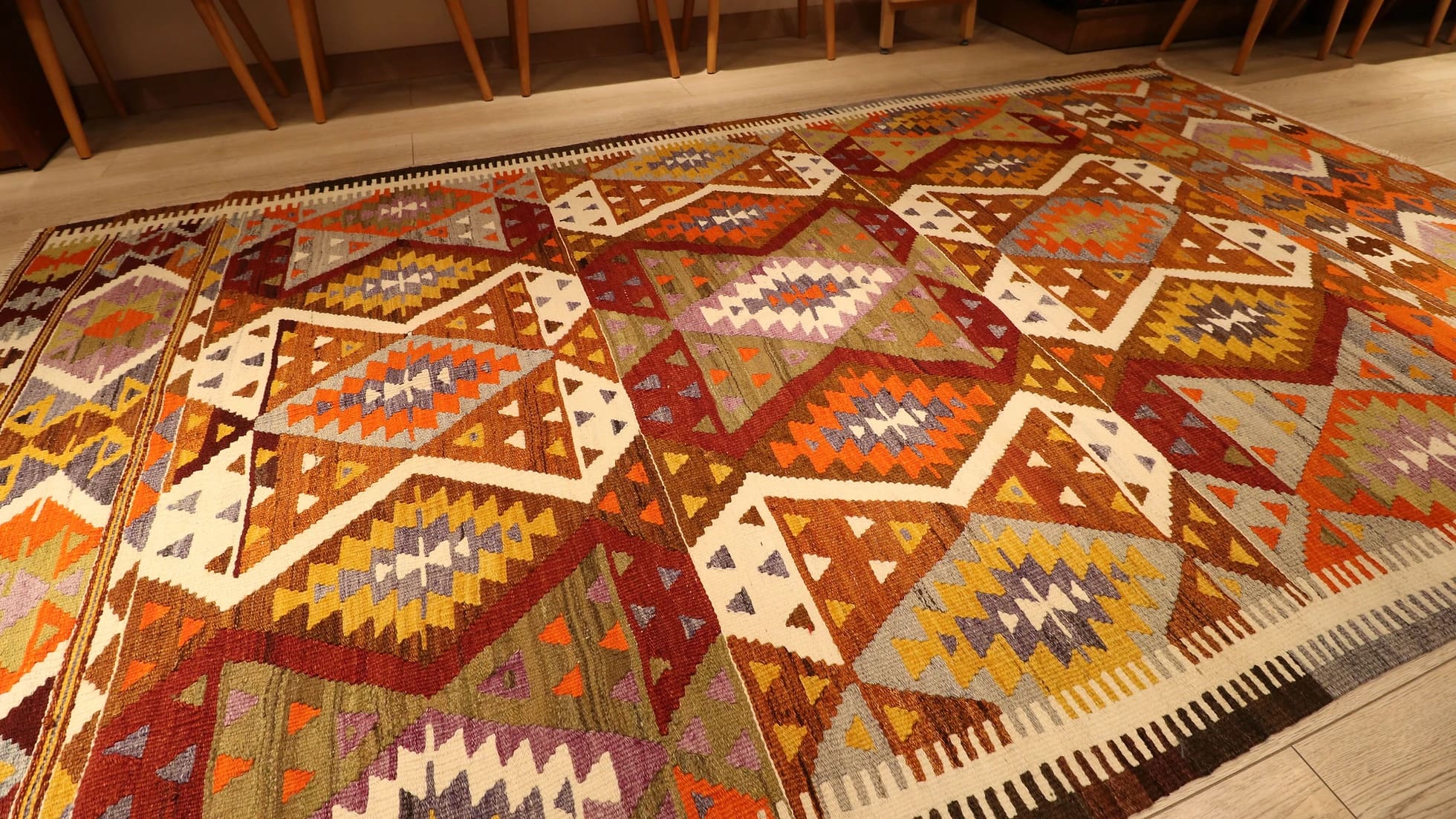Vintage Turkish handmade tribal quilt in rustic colors by Kilim Couture New York