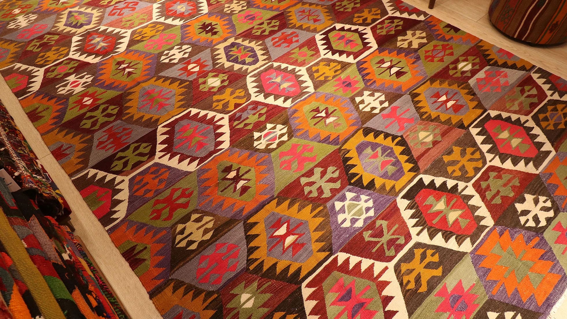 Mid-Century Rug in Tribal and Geometric Patterns Measuring 6x10