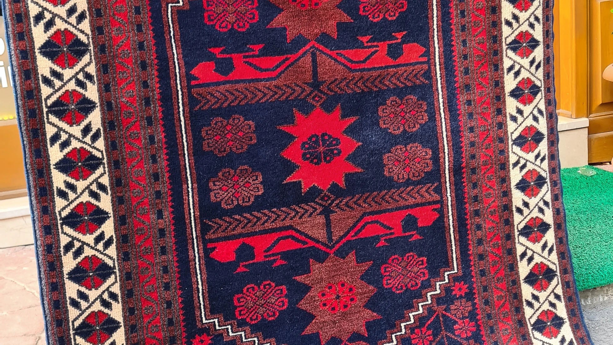 Vintage Yagcibedir Oriental Rug from Balikesir, Turkey, 4x6 ft Hand-knotted by Yuruk artisans using natural wool and dyes, this floral runner features a harmonious burgundy and navy palette with intricate floral motifs and a refined border. Perfect for hallways, entryways, kitchens, or living spaces, this heirloom-quality piece combines timeless artistry, durability, and Anatolian heritage.