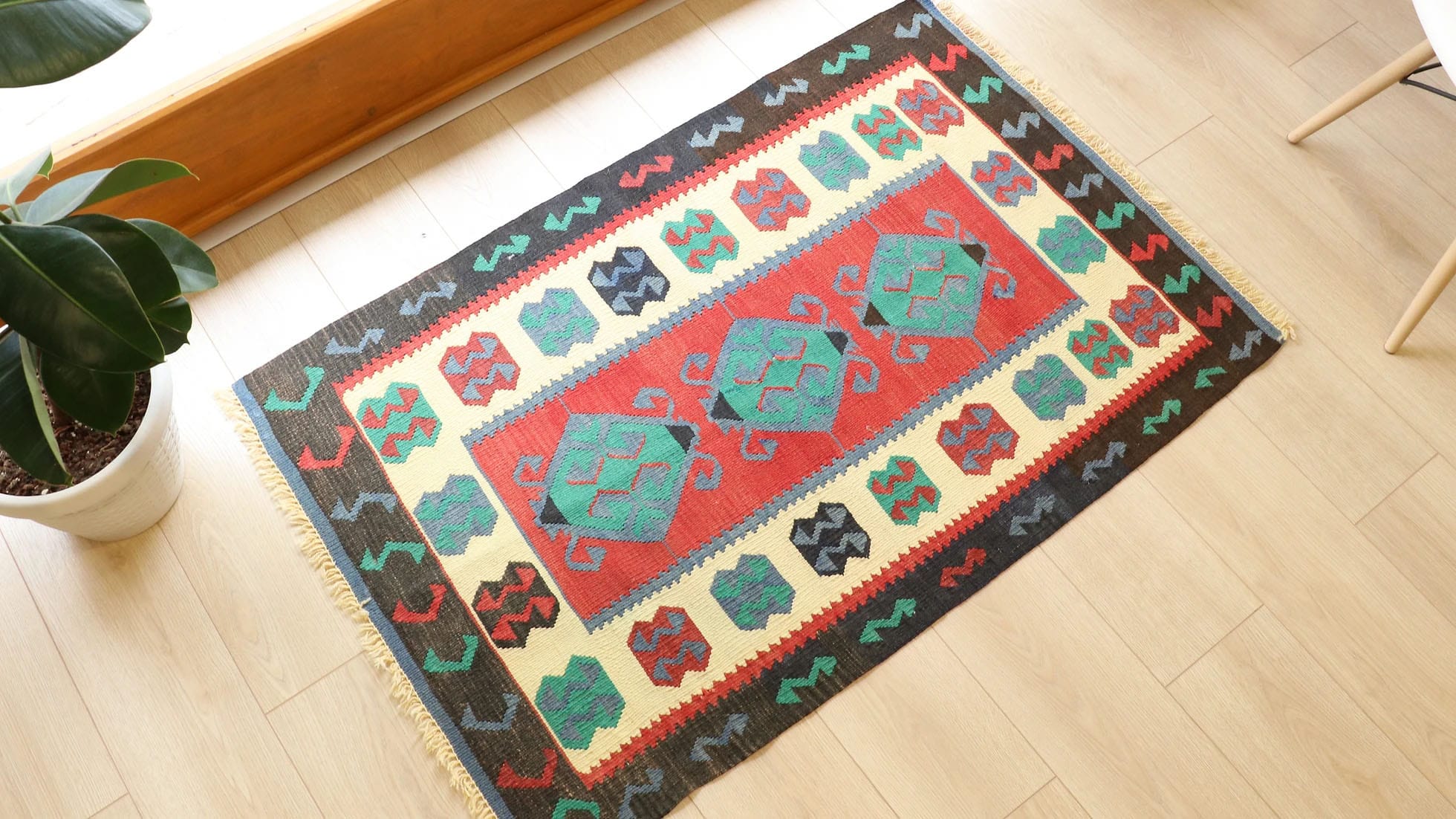 Rustic Bohemian Kilim Rug – Vintage Turkish Flat-Weave by Kilim Couture New York Rug Store