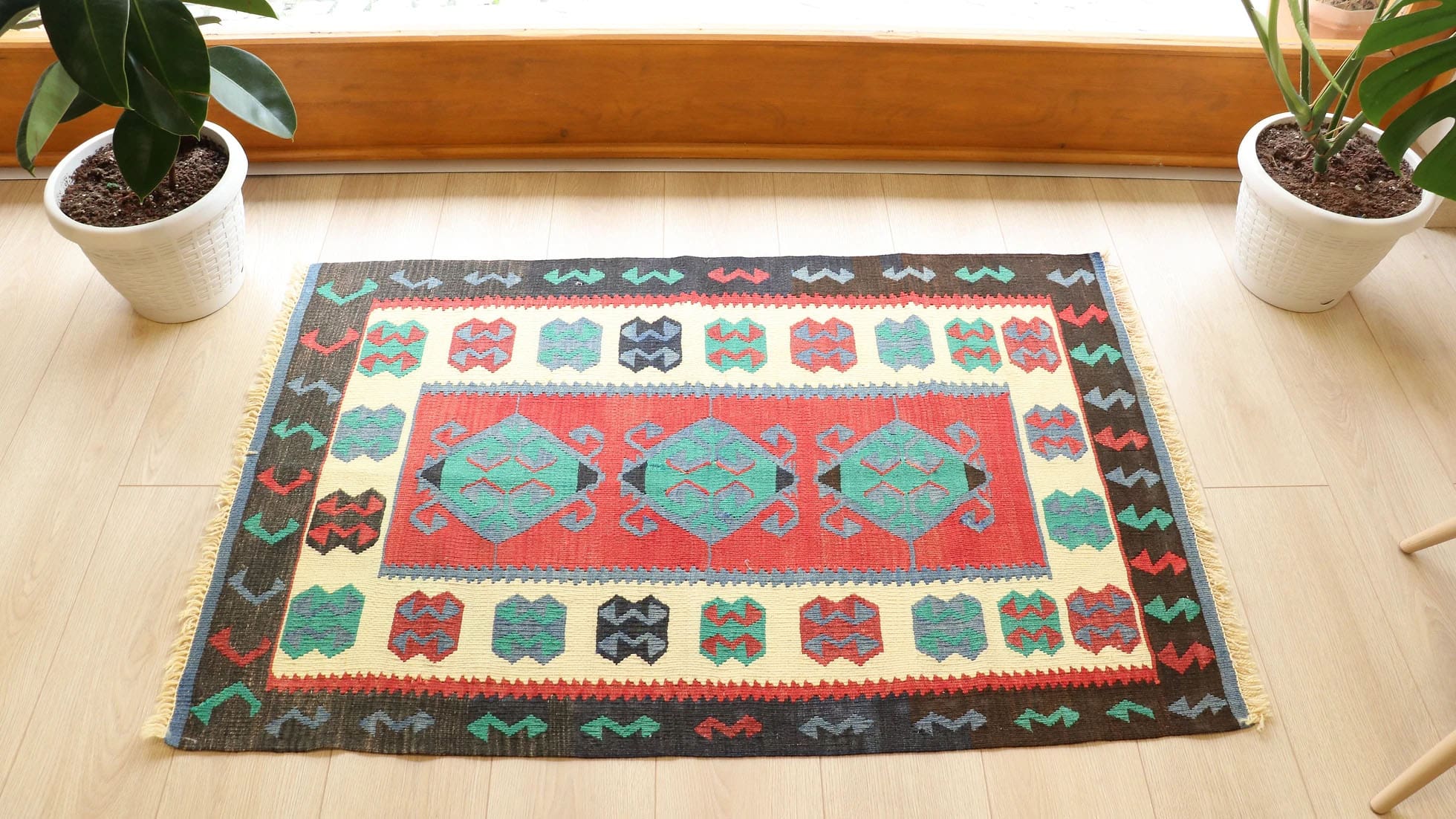 Vintage Turkish Kilim Small Area Rug – Handwoven 1980s Anatolian Flat-Weave by Kilim Couture New York