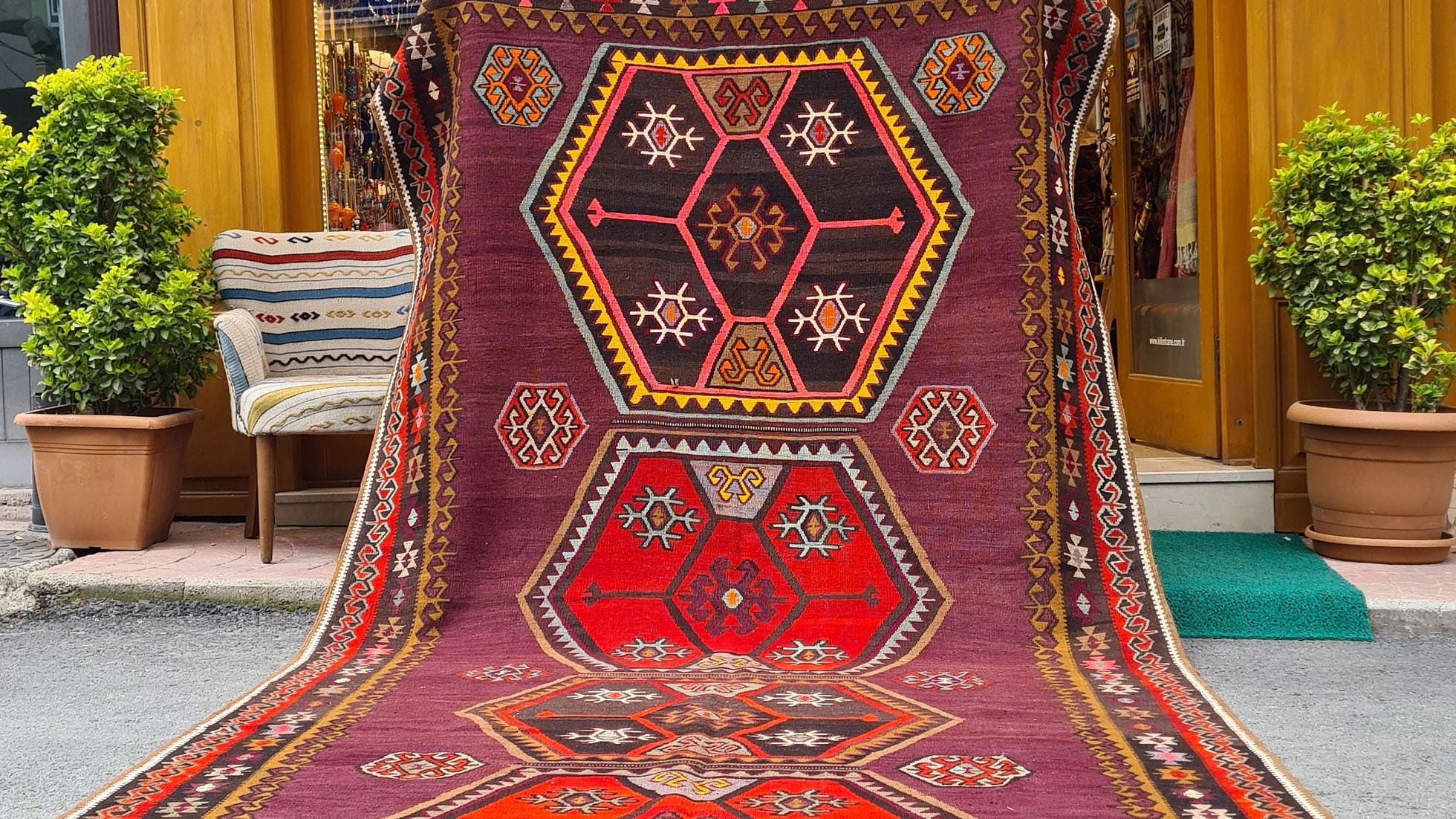 Vintage Handwoven Kars Oriental Runner at the Kilim Couture NYC Rug Gallery
