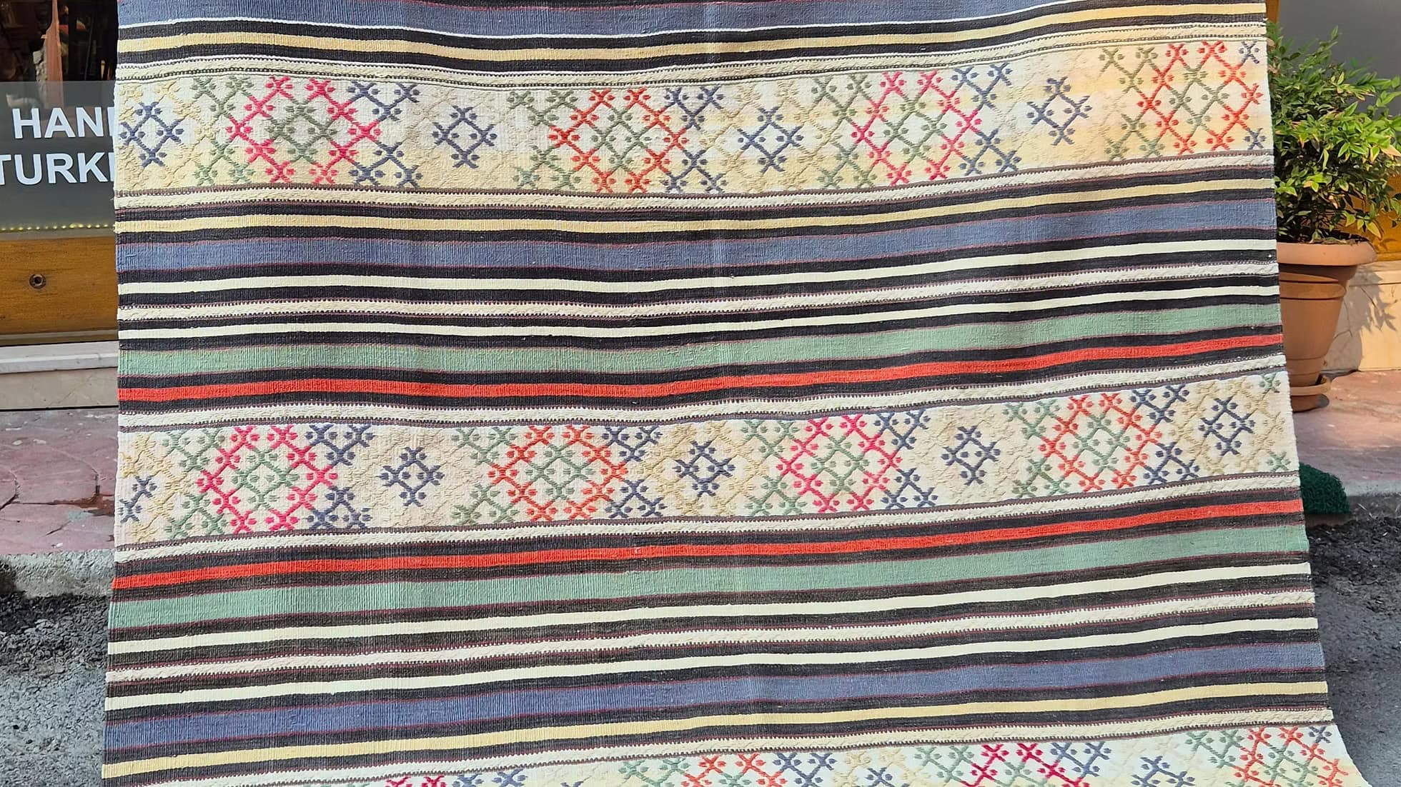 Organic rustic Turkish rug by Kilim Couture New York Rug Store ideal for farmhouse interiors