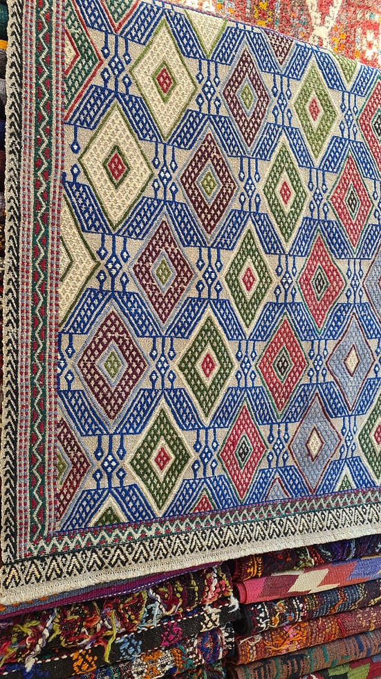 Mid-Century Anatolian Small Cecim Rug with Protective Evil Eye Pattern and Rustic Colors