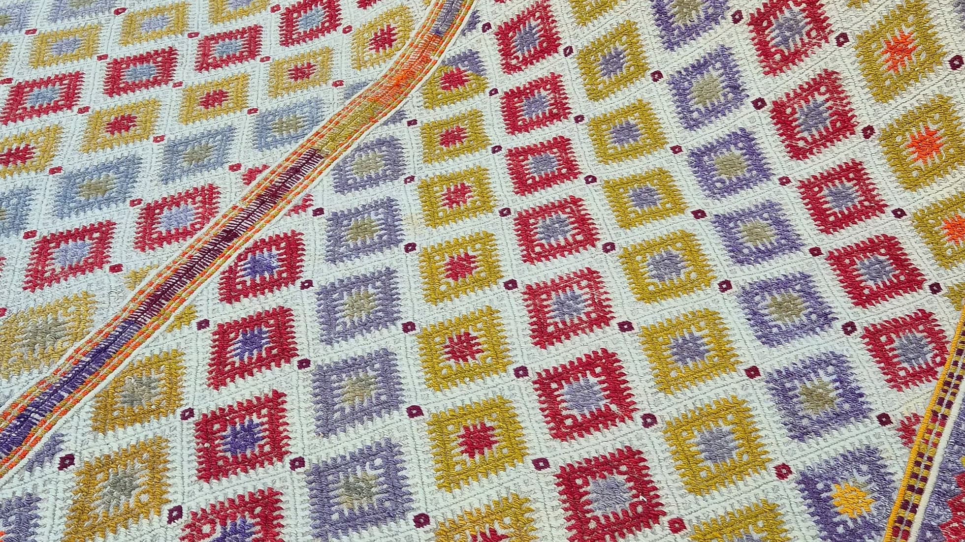 Handwoven Kurdish Kilim Rug 6x9 ft from Turkey, Featuring Colorful Geometric Patterns