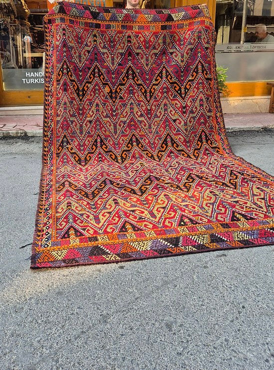 Authentic Semi-Antique Kilim Rug — Large vintage rug featuring traditional motifs and artisan weaving techniques.