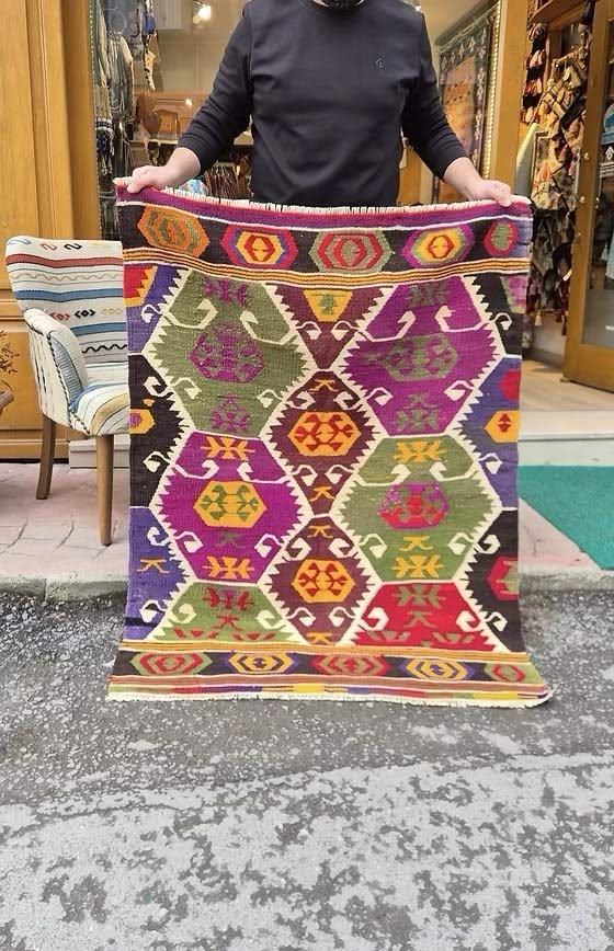 Luxury Baroque Rug from Turkey with vibrant chromatic palette and ancestral motifs