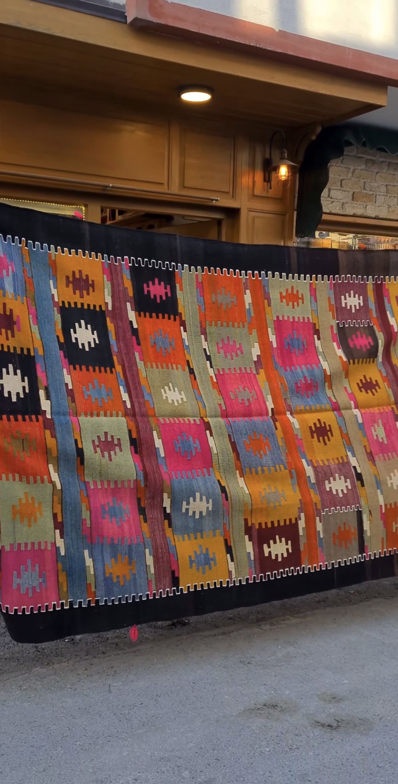 Sivas Mid-Century Modern Kilim with Comb Motifs in Black Cherry / Blue Fig / Truffle Black / Wild Hibiscus / Sage