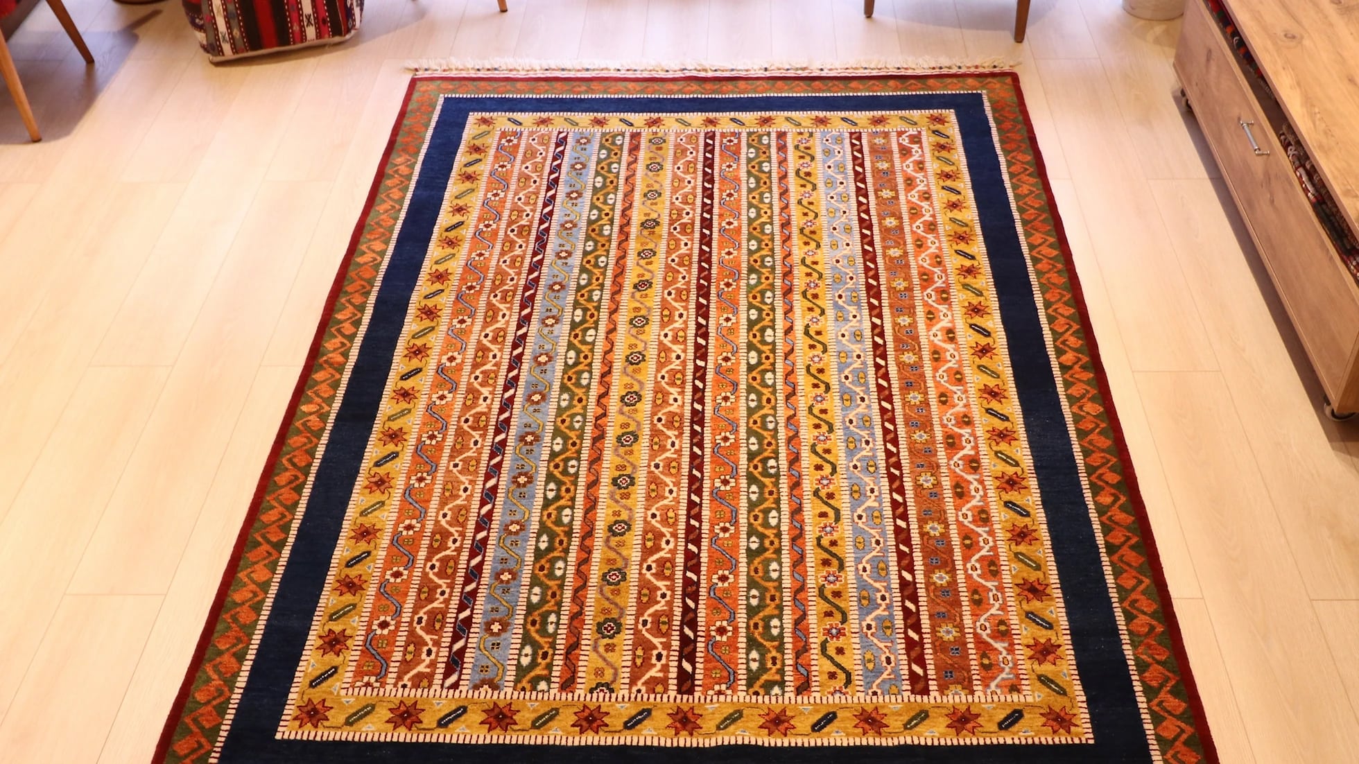 Turkish oriental ottoman palace style royal carpet in earthy tones with floral patterns