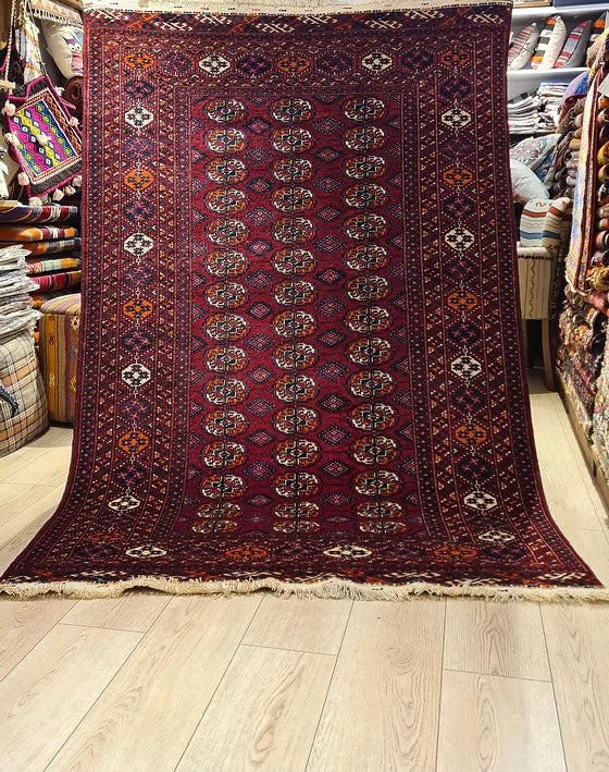 Traditional Handmade Turkmen Area Rug 4x7